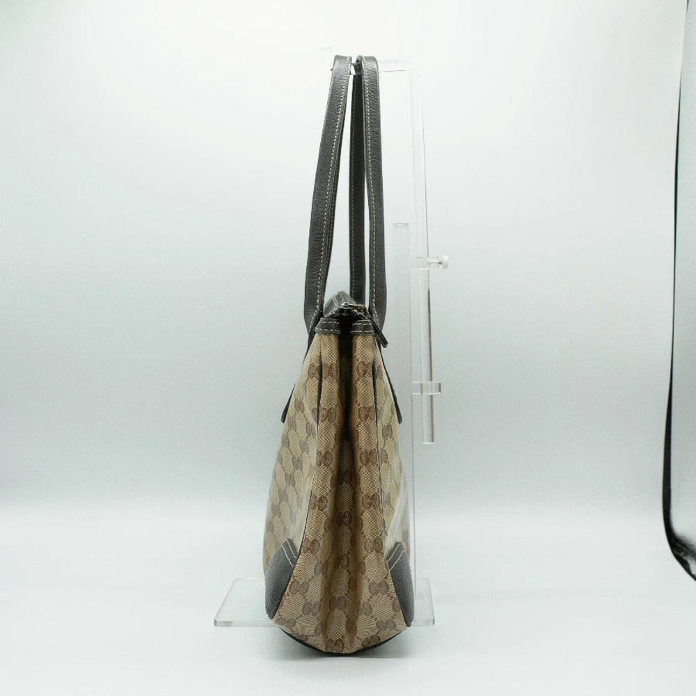 Gucci Handbag Hobo Brown Leather Bag Gold Vinyl